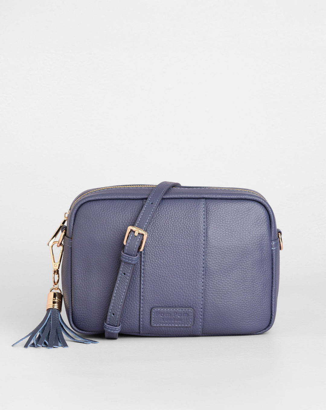 Pom Pom London City Bag - Leather Crossbody Bag In Slate Blue