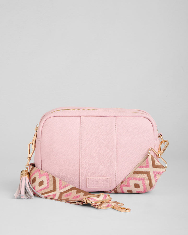 Cherry Blossom Pink Duo Zip Crossbody Bag | Pom Pom London