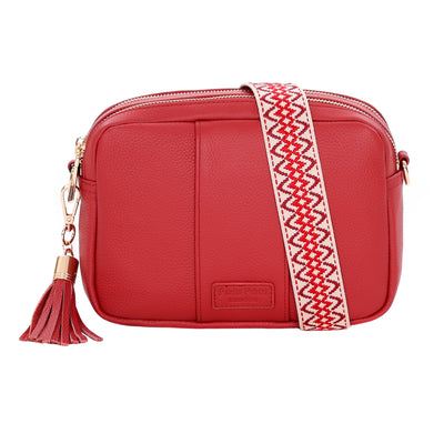 Pom Pom London Duo Zip City Bag Crimson Red-Pom Pom London