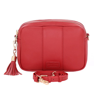 Pom Pom London Duo Zip City Bag Crimson Red-Pom Pom London