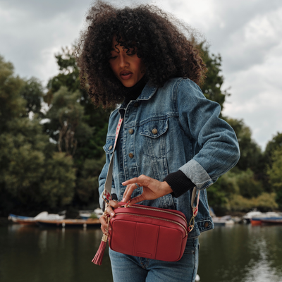 Pom Pom London City Duo Bag Crimson Red-Pom Pom London