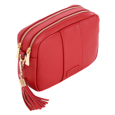 Pom Pom London Duo Zip City Bag Crimson Red-Pom Pom London