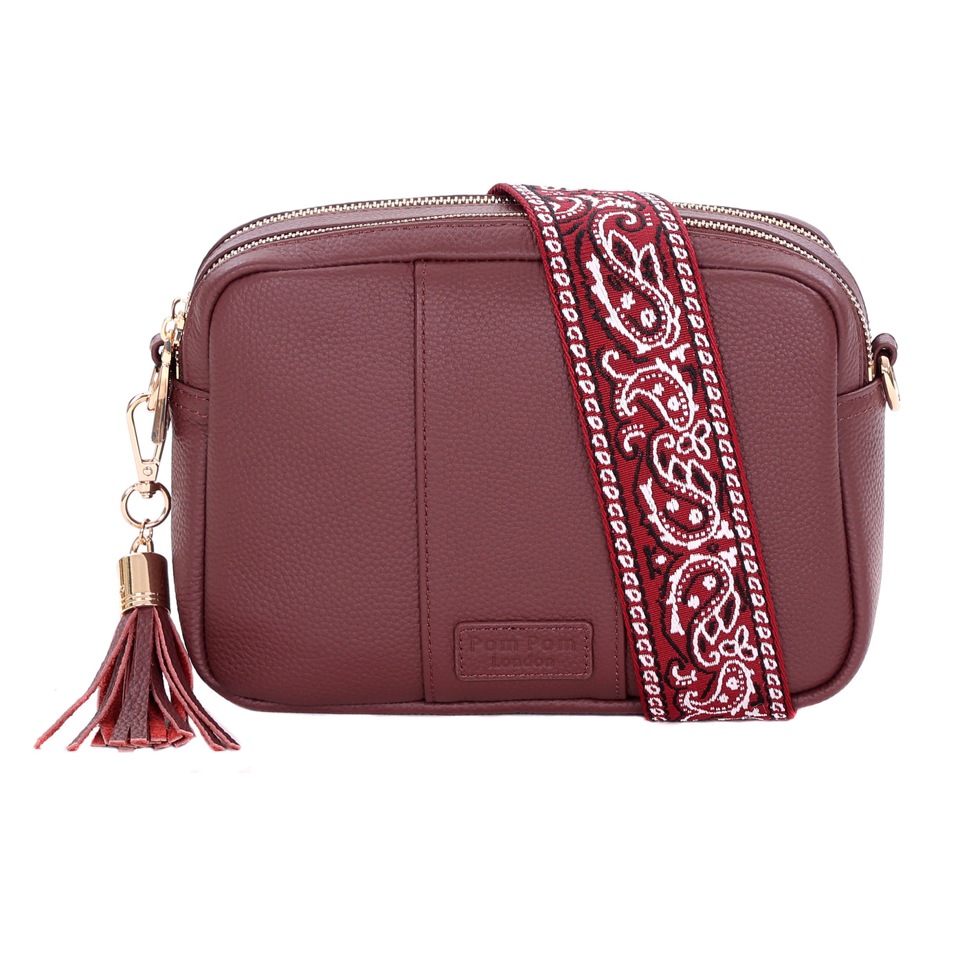 Pom Pom London Duo Zip City Bag Deep Burgundy-Pom Pom London