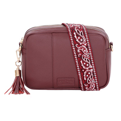 Pom Pom London Duo Zip City Bag Deep Burgundy-Pom Pom London