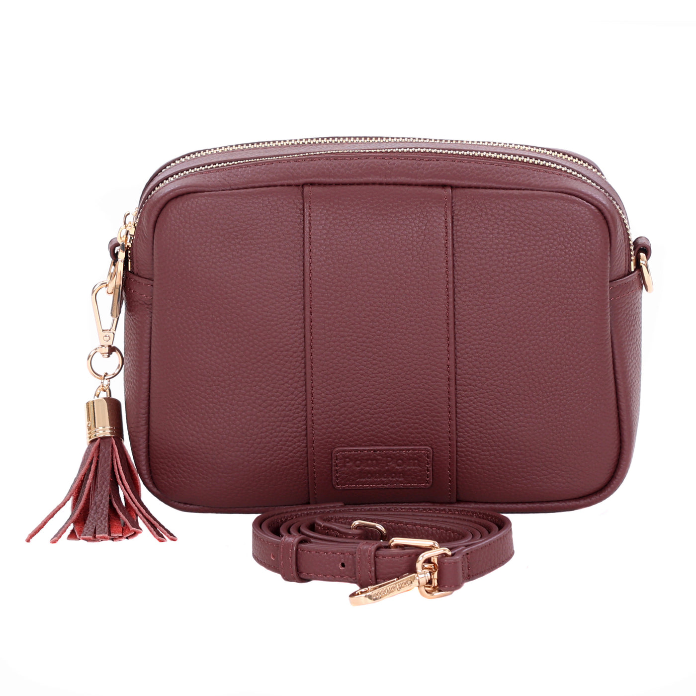 Pom Pom London Duo Zip City Bag Deep Burgundy-Pom Pom London