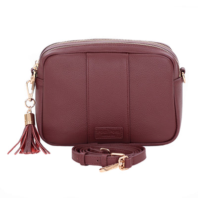 Pom Pom London Duo Zip City Bag Deep Burgundy-Pom Pom London