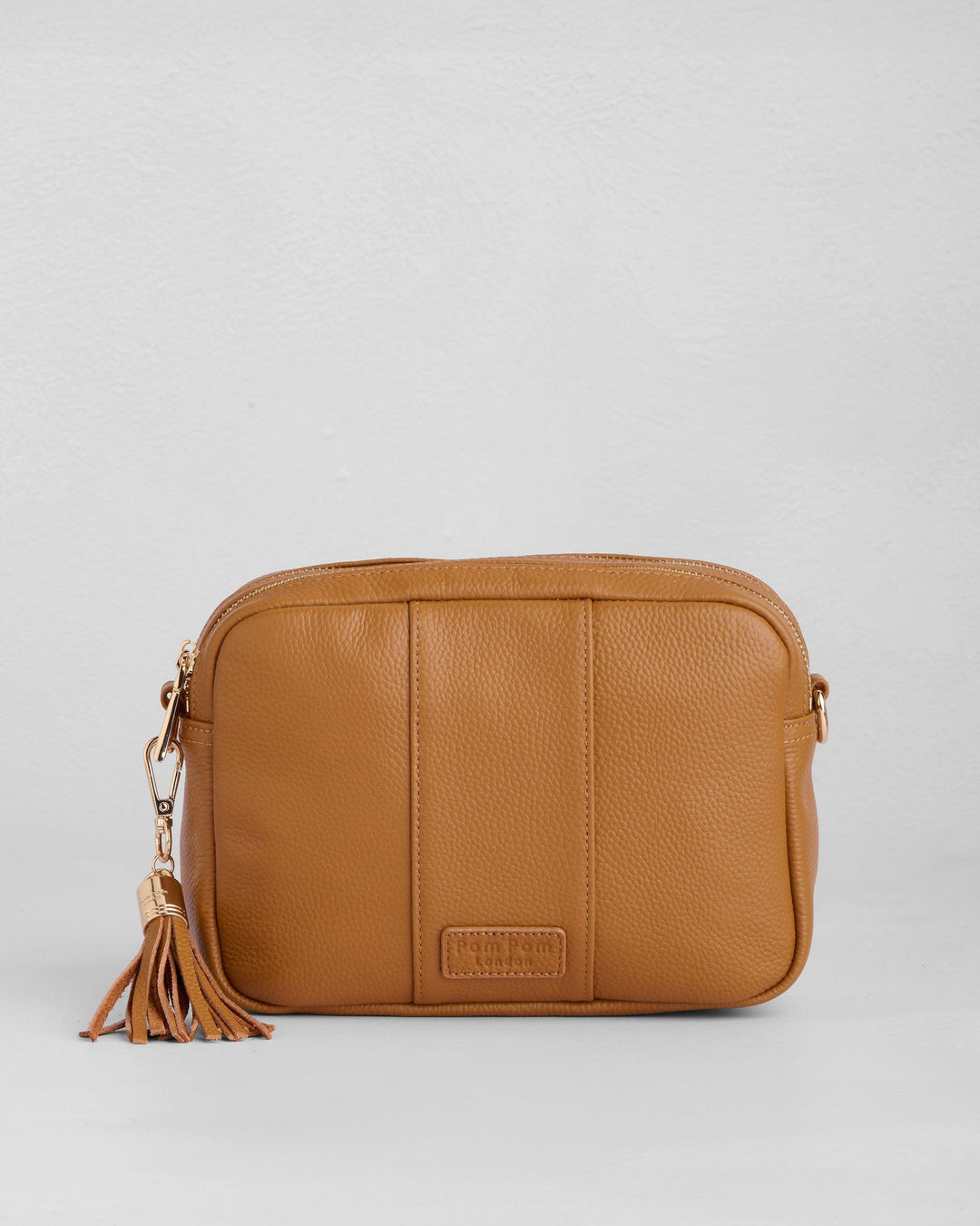 pompompom　　ヤーキショルダーバッグ Pom Pom London Duo Zip City Bag - Leather Crossbody bag in Maple