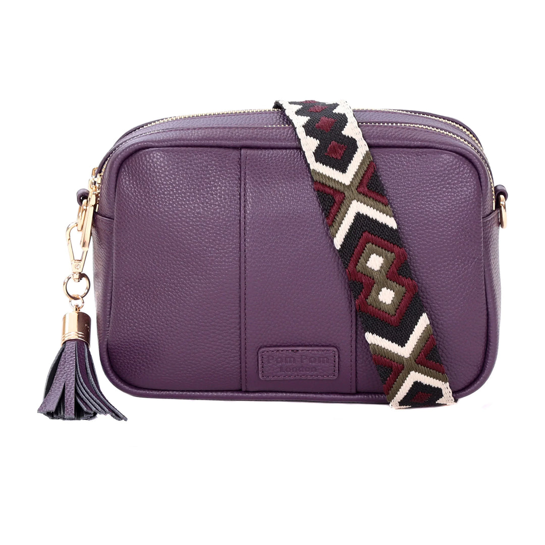 Pom Pom London Duo Zip City Bag - Leather Crossbody bag in Purple