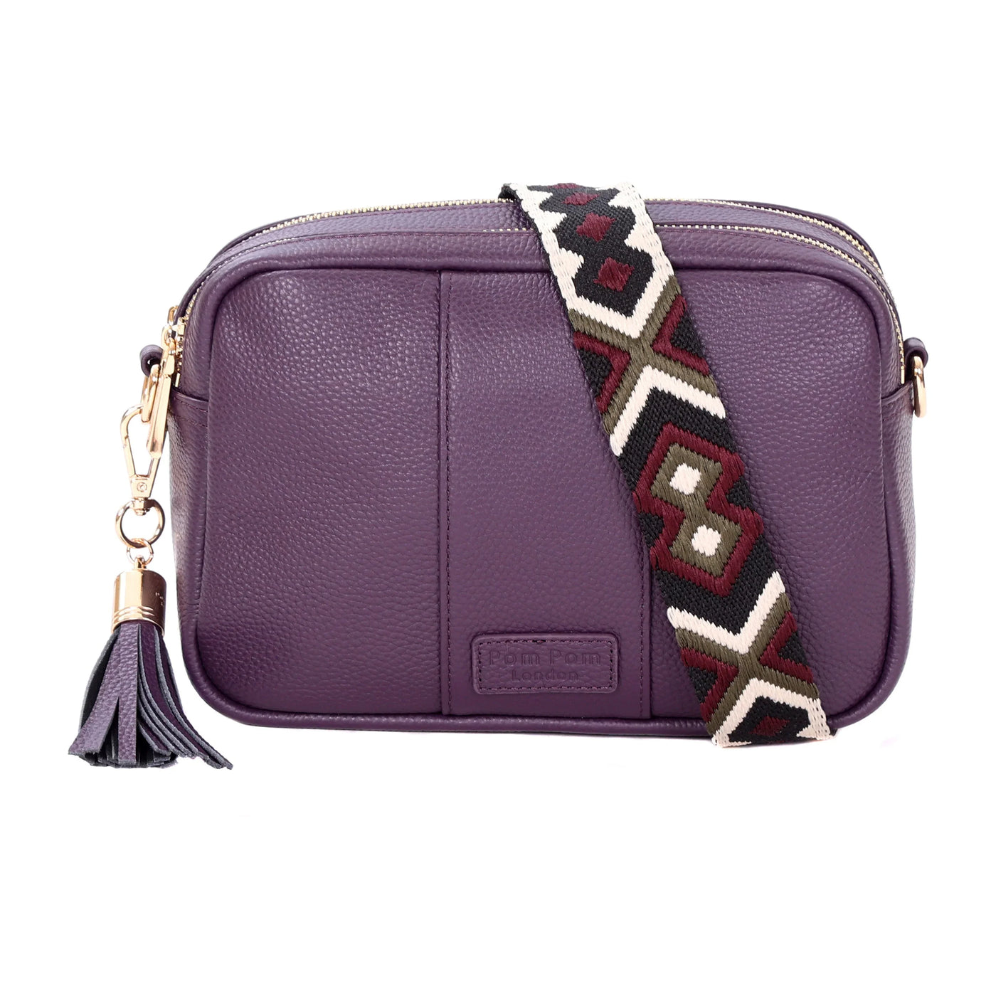 Pom Pom London Duo Zip City Bag - Leather Crossbody bag in Purple