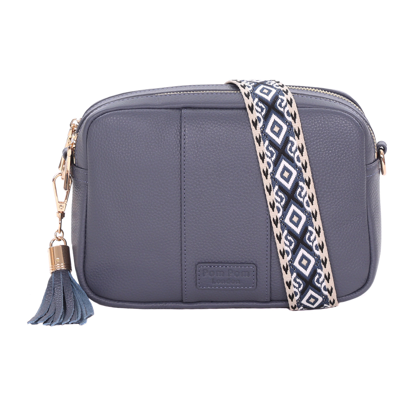 Pom Pom London Duo Zip City Bag Slate Blue-Pom Pom London