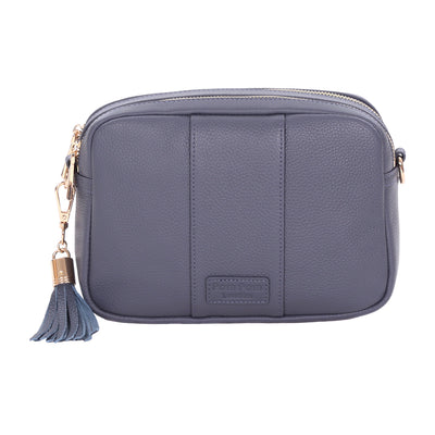 Pom Pom London Duo Zip City Bag Slate Blue-Pom Pom London