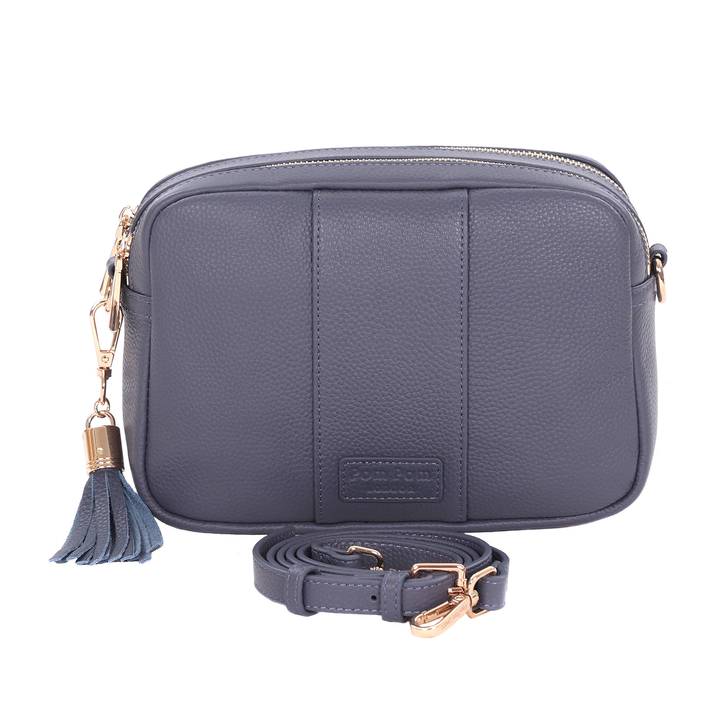 Pom Pom London Duo Zip City Bag Slate Blue-Pom Pom London