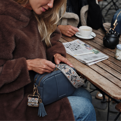 Pom Pom London City Duo Bag Slate Blue-Pom Pom London