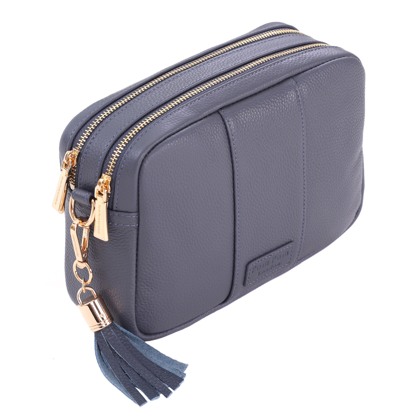 Pom Pom London Duo Zip City Bag Slate Blue-Pom Pom London