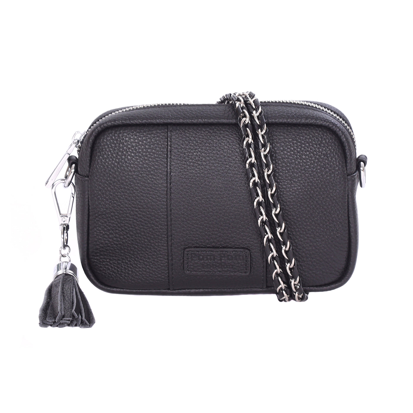 Pom Pom London City MINI Bag Black SILVER HARDWARE-Pom Pom London