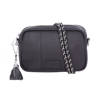Pom Pom London City MINI Bag Black SILVER HARDWARE-Pom Pom London