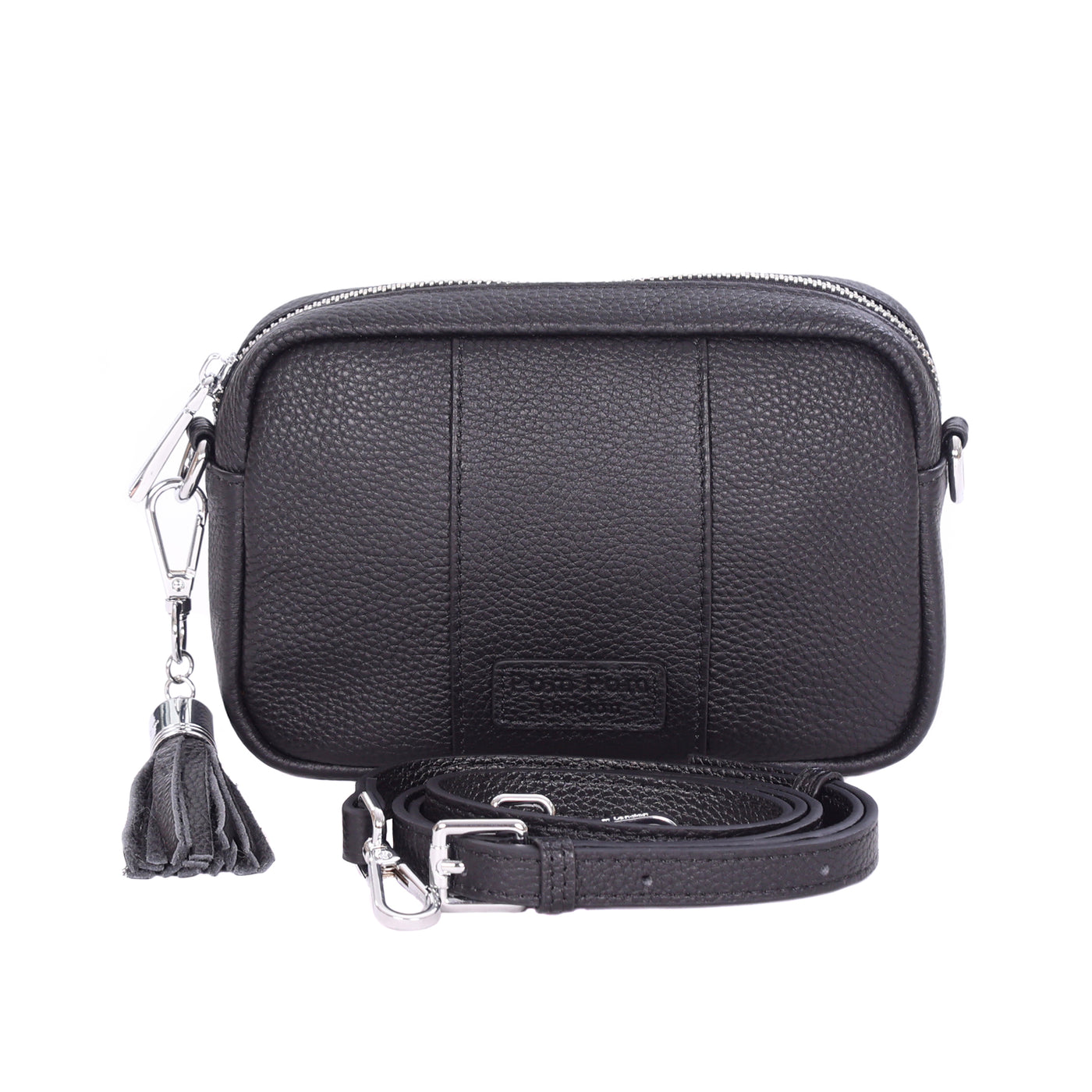 Pom Pom London City MINI Bag Black SILVER HARDWARE-Pom Pom London