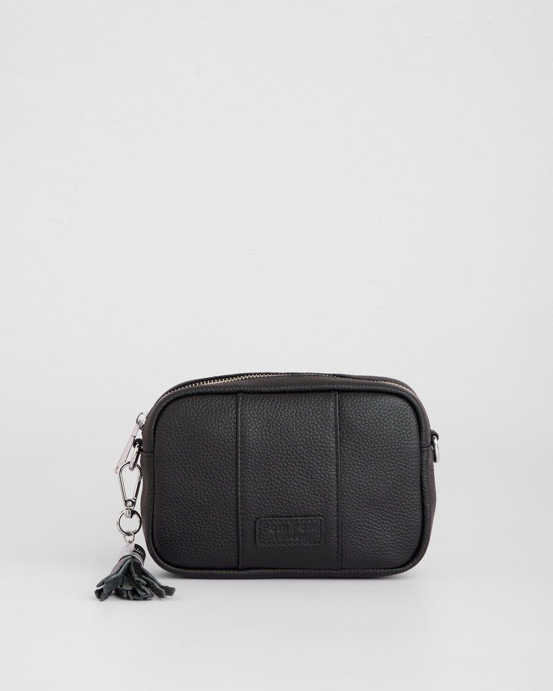 Pom Pom London City MINI Bag Black Silver Hardware-Pom Pom London