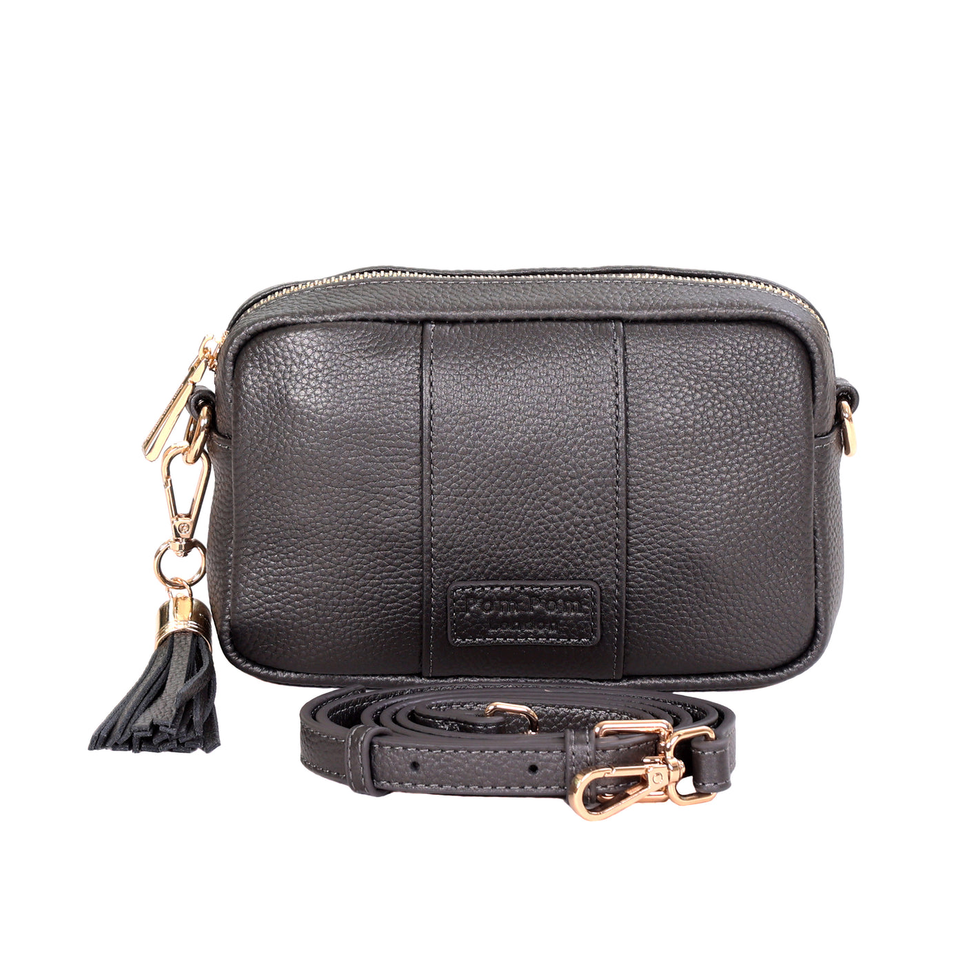 Pom Pom London City MINI Bag Metallic Pewter-Pom Pom London