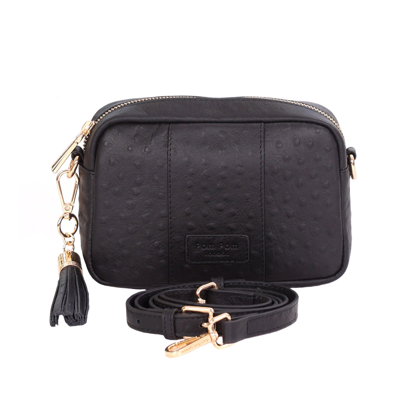 Pom Pom London City MINI Bag Black Ostrich Effect-Pom Pom London