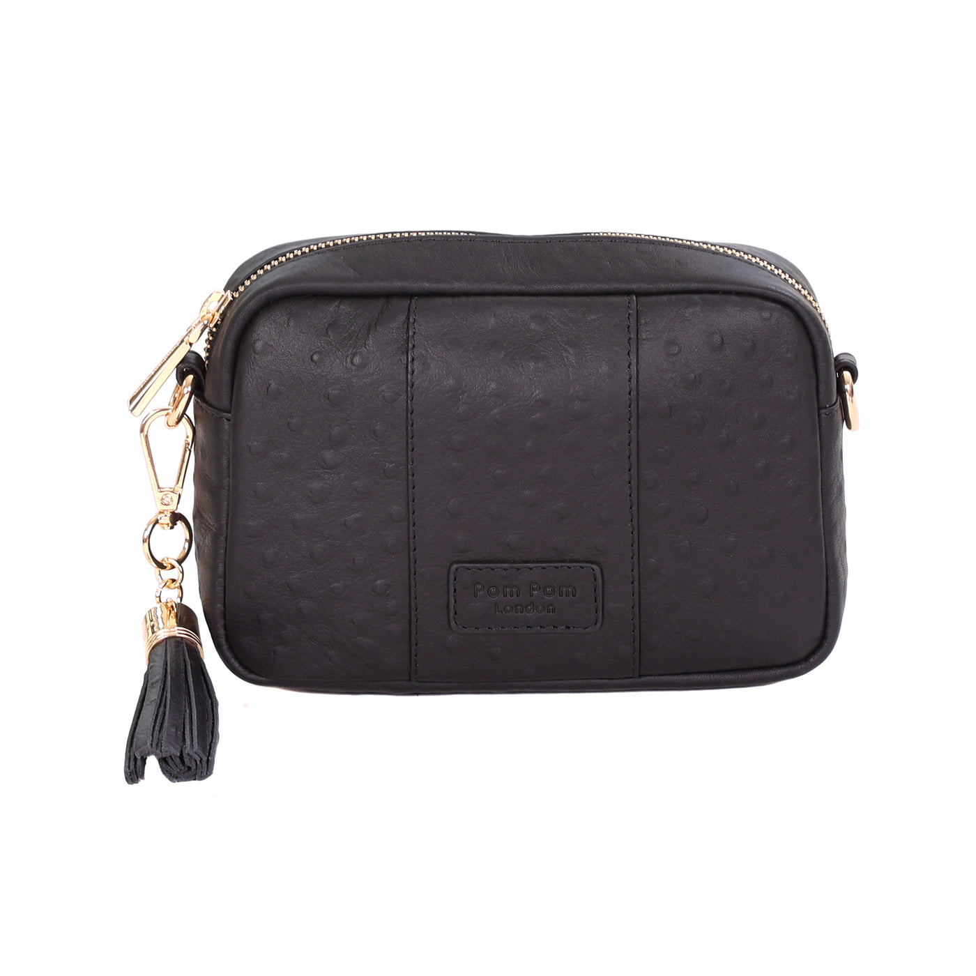 Pom Pom London City MINI Bag Black Ostrich Effect-Pom Pom London