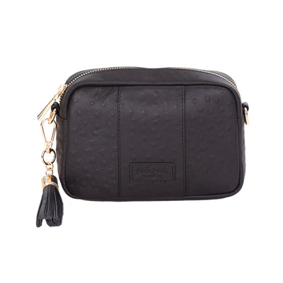 Pom Pom London City MINI Bag Black Ostrich Effect-Pom Pom London