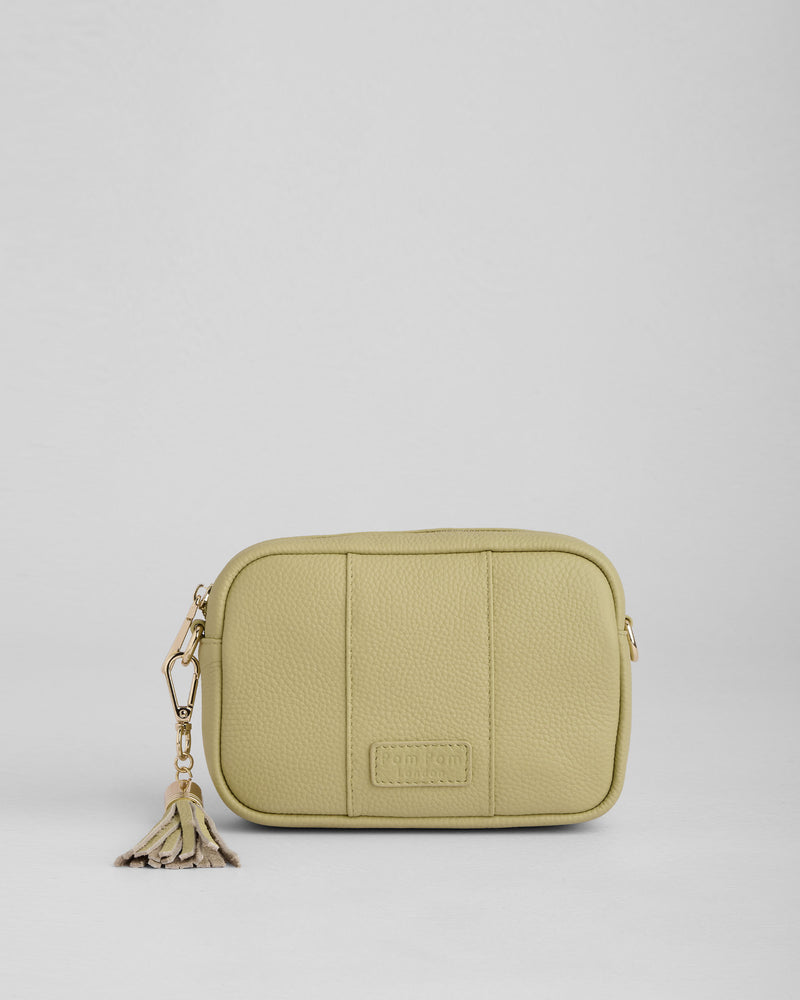 Pale Fern City Mini Bag - full-grain leather bag | Pom Pom London