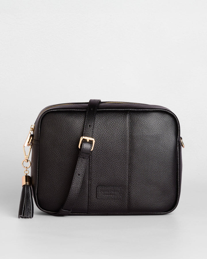 Pom Pom London City Plus Bag - Leather Crossbody Bag In Black