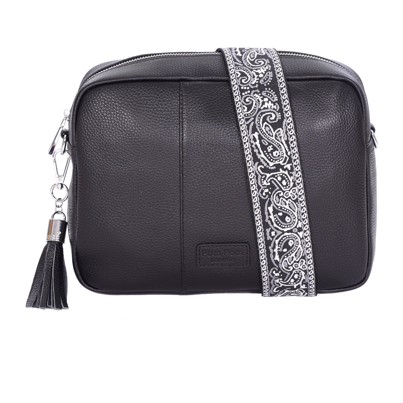 Pom Pom London City Plus Bag Black SILVER HARDWARE-Pom Pom London