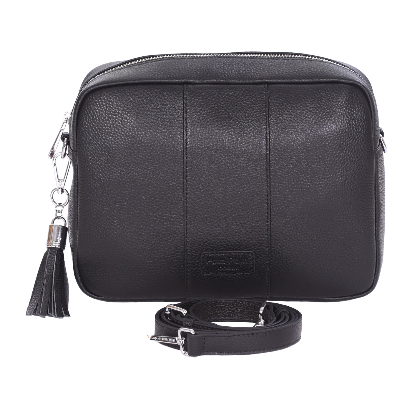 Pom Pom London City Plus Bag Black SILVER HARDWARE-Pom Pom London