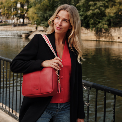 Pom Pom London City Plus Bag Crimson Red-Pom Pom London