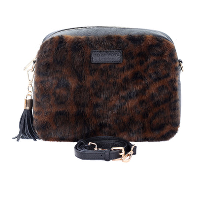 Pom Pom London City Plus Bag Leopard Print Faux Fur Black Bundle-Pom Pom London