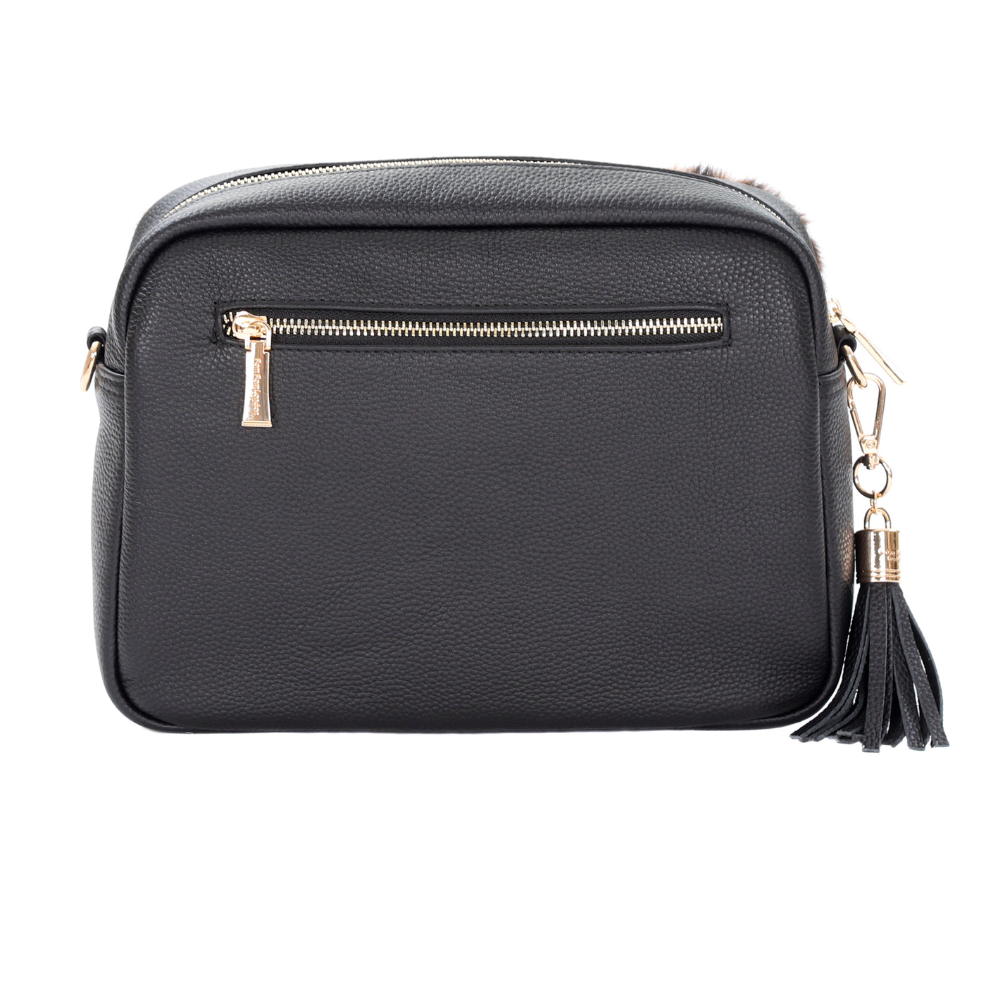 Pom Pom London City Plus Bag Leopard Print Faux Fur Black Bundle-Pom Pom London