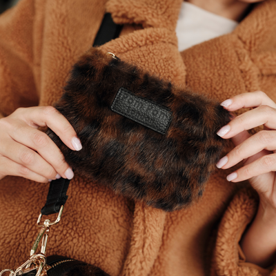 Pom Pom London City Plus Bag Leopard Print Faux Fur Black Bundle-Pom Pom London