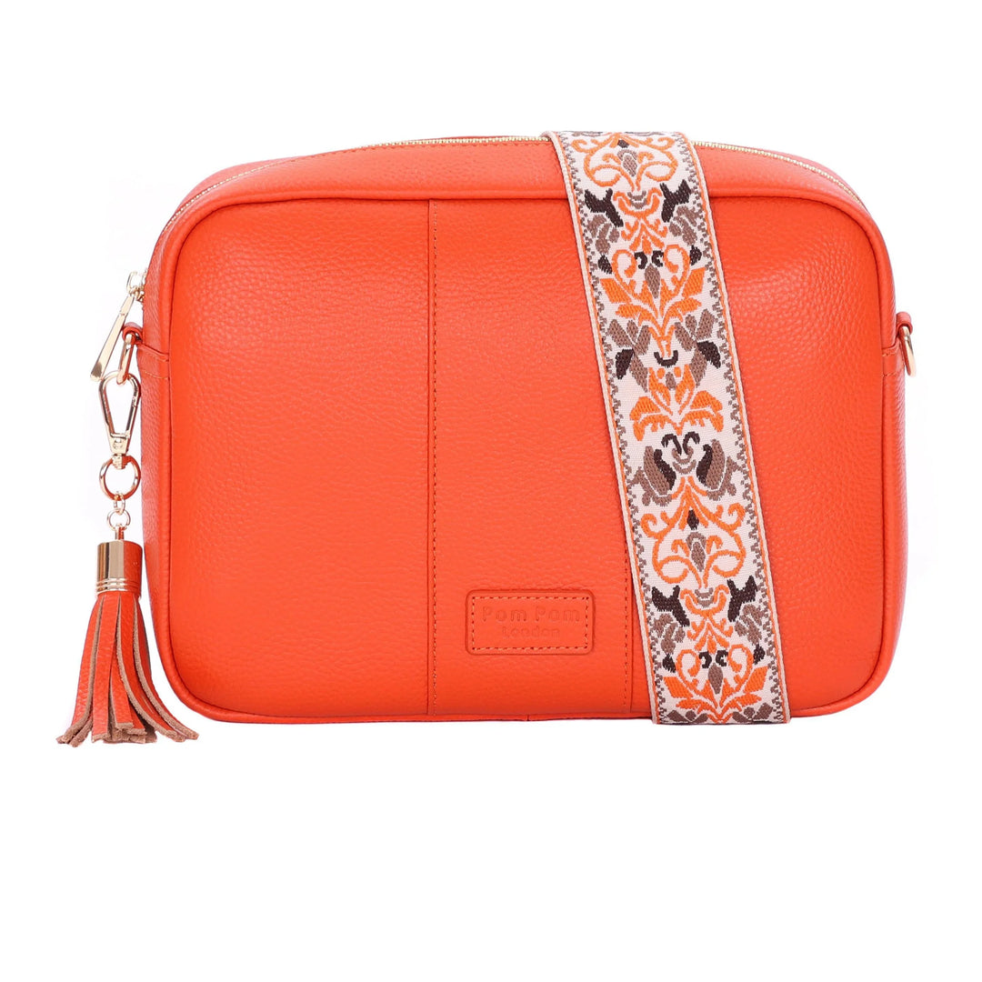 Pom Pom London City Plus Bag - Leather Crossbody Bag In Orange Spice