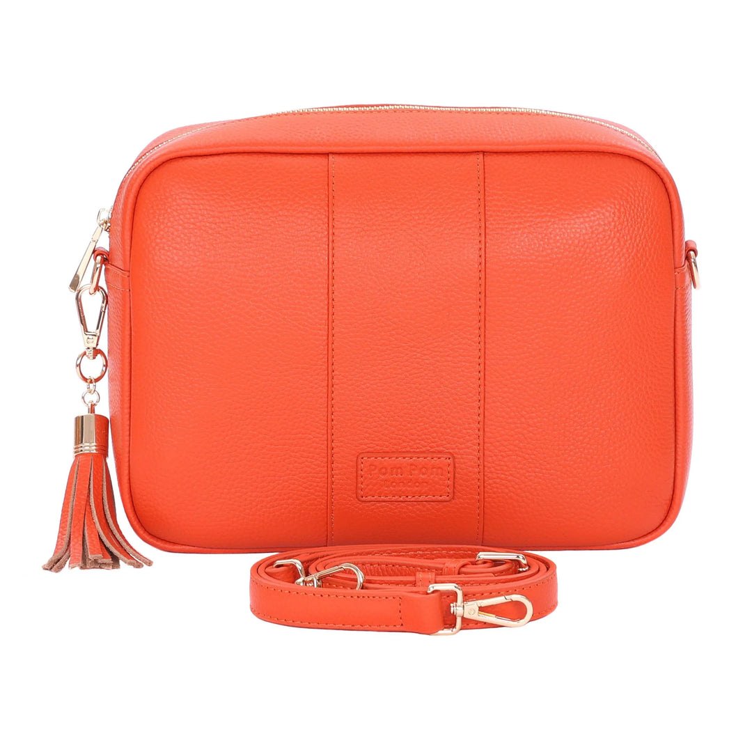 Pom Pom London City Plus Bag - Leather Crossbody Bag In Orange Spice