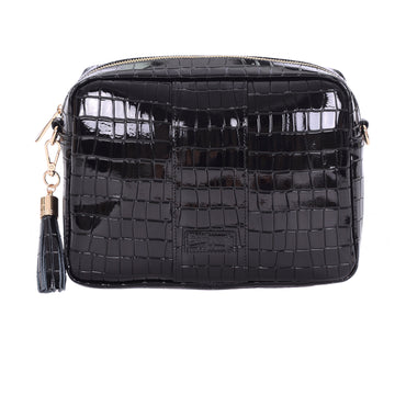 Pom Pom London City Plus Bag Patent Croc Black