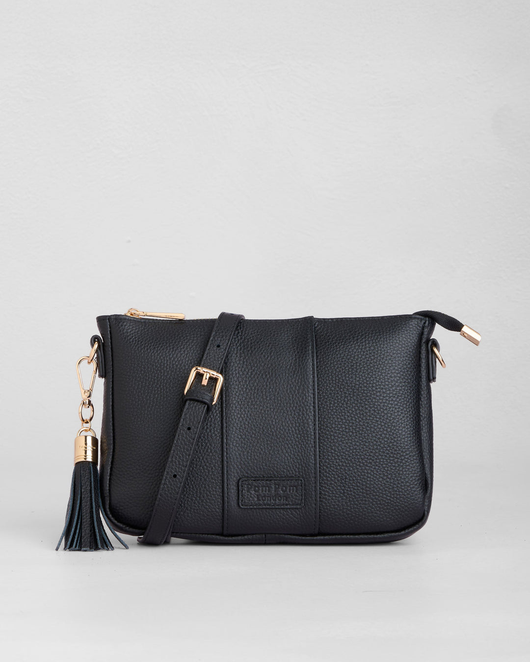 Pom Pom London City Slim Bag - Leather Crossbody bag in Black