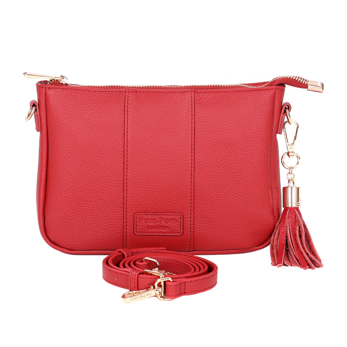 Pom Pom London City Slim Bag Crimson Red-Pom Pom London