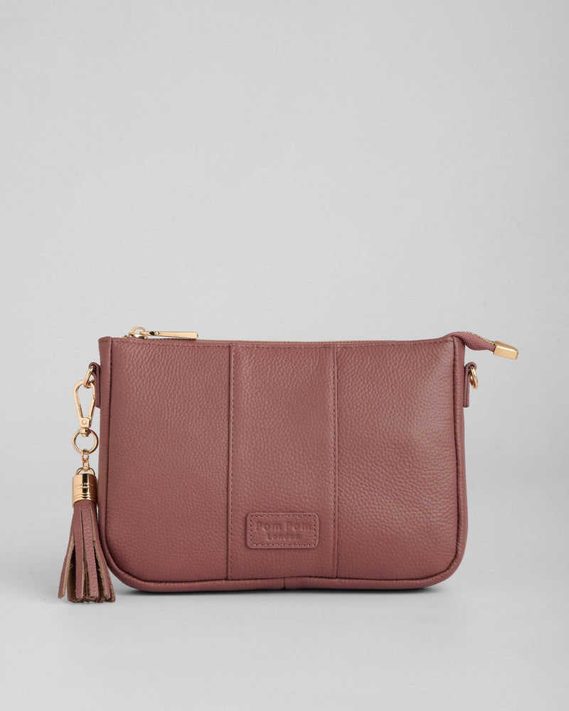 Dusky Orchid City Slim Bag - full-grain leather bag | Pom Pom London