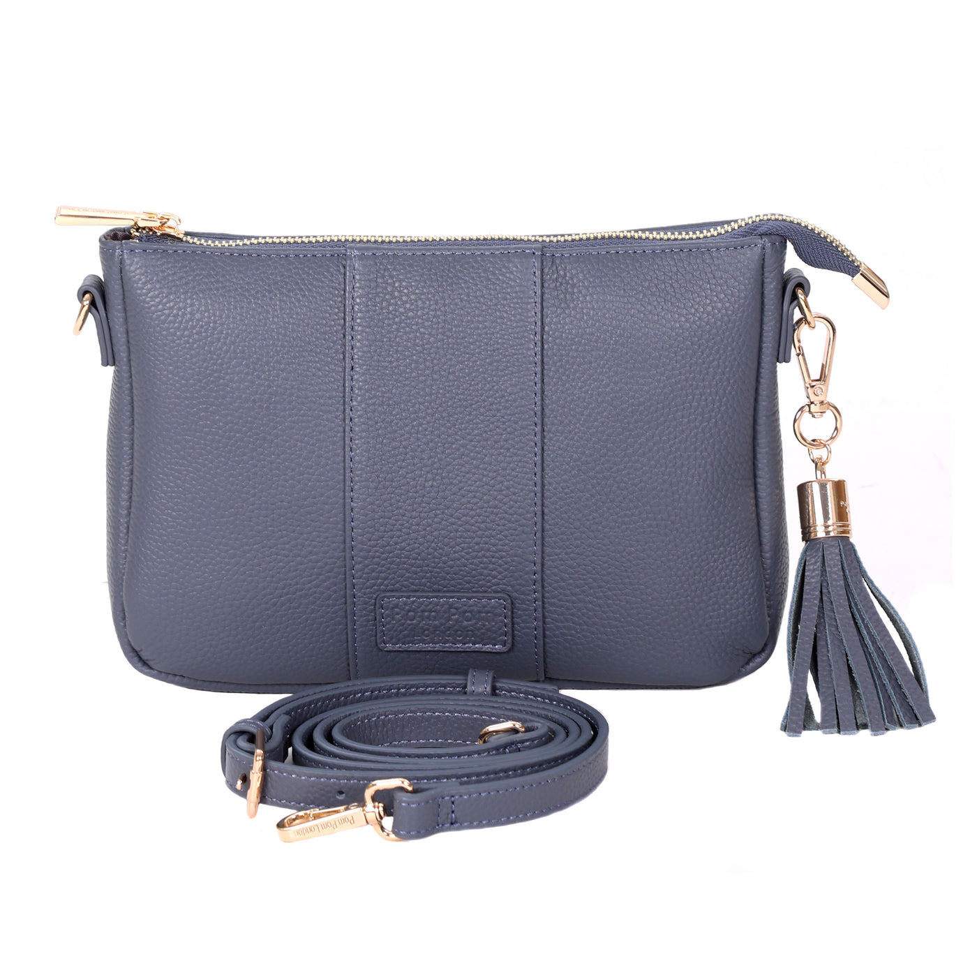 Pom Pom London City Slim Bag Slate Blue-Pom Pom London