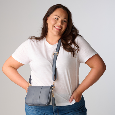 Pom Pom London City Slim Bag Slate Blue-Pom Pom London