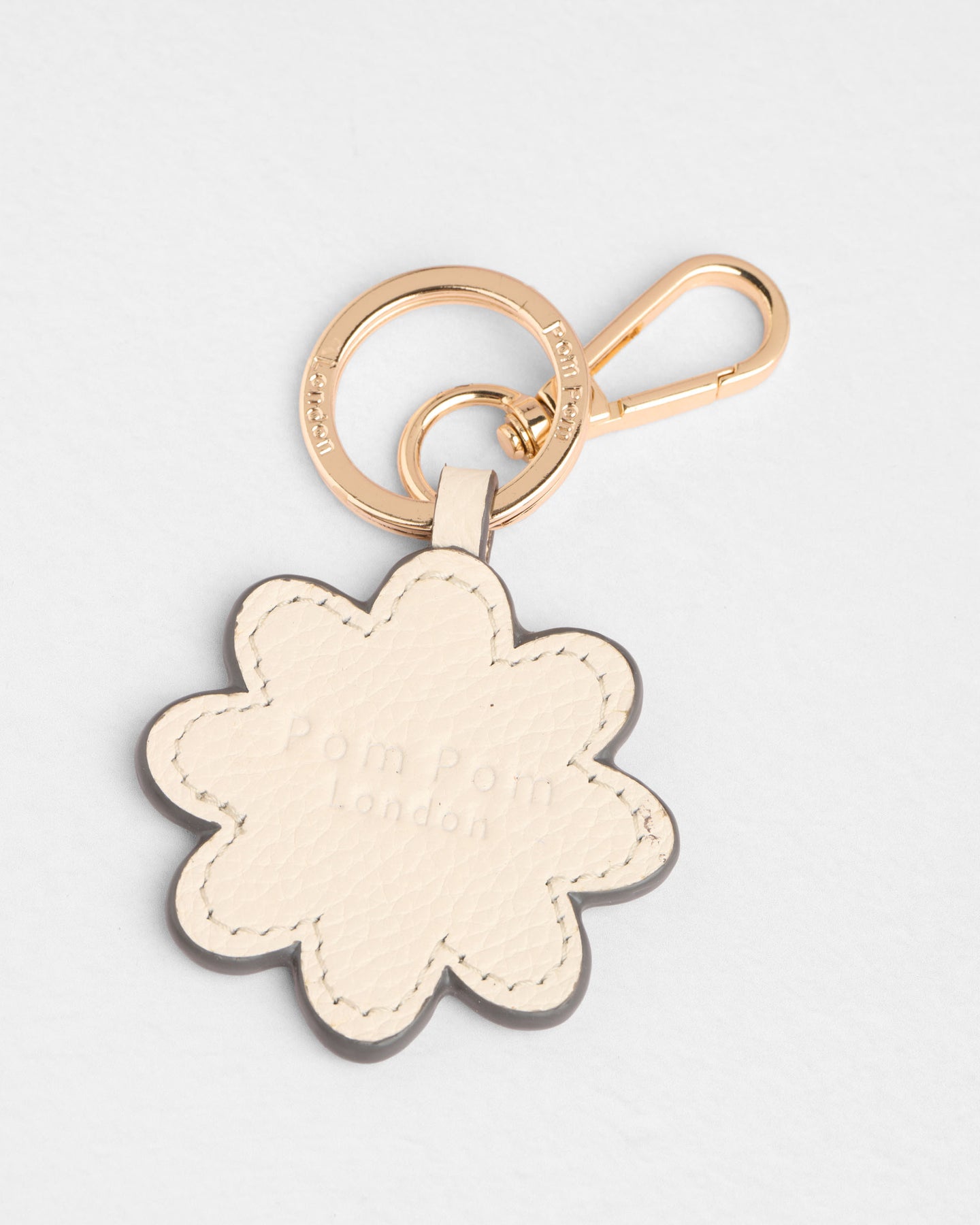 Daisy Key Rings Daisy Leather Keyring in Stone | Pom Pom London