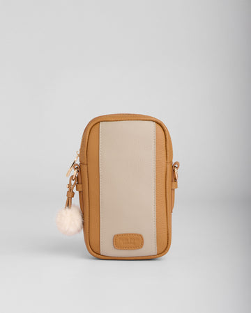 Pom Pom London Eaton Phone Bag Maple & Stone-Pom Pom London