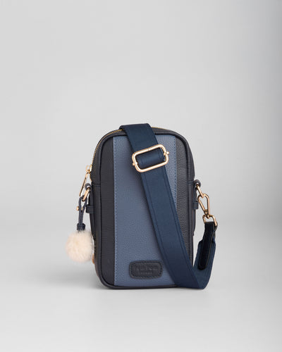 Pom Pom London Eaton Phone Bag - Leather Crossbody bag in Navy