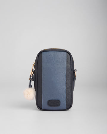 Pom Pom London Eaton Phone Bag Navy & Slate Blue-Pom Pom London