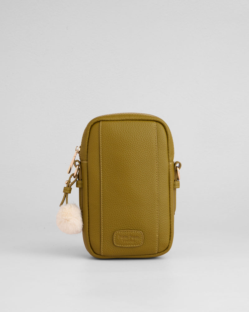 Pom Pom London Eaton Phone Bag Olive Green-Pom Pom London