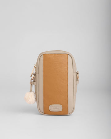 Pom Pom London Eaton Phone Bag Stone & Maple-Pom Pom London