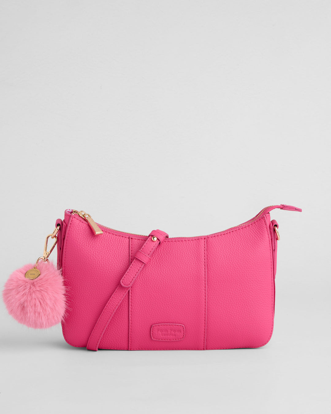 Edgware Leather Shoulder Bag in Azalea Pink | Pom Pom London
