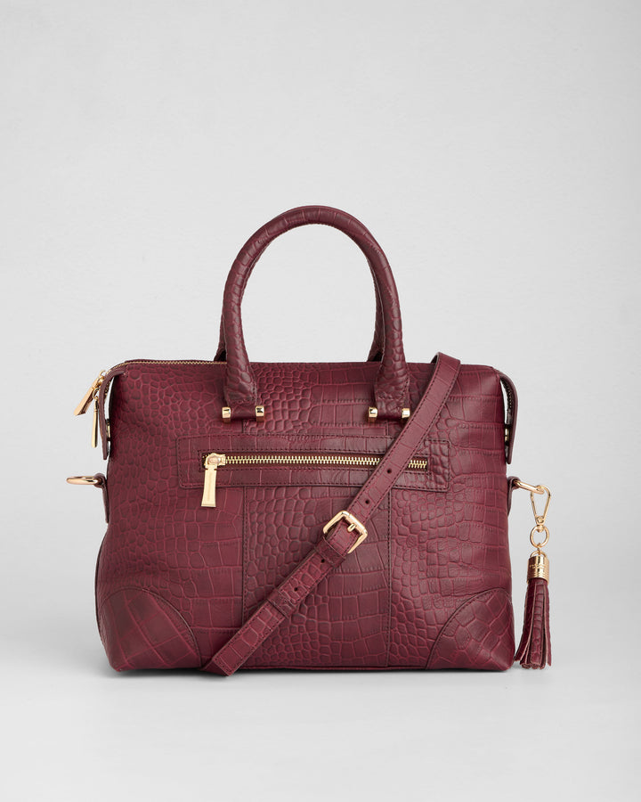 Pom Pom London Greenwich Bag Croc Red Mahogany